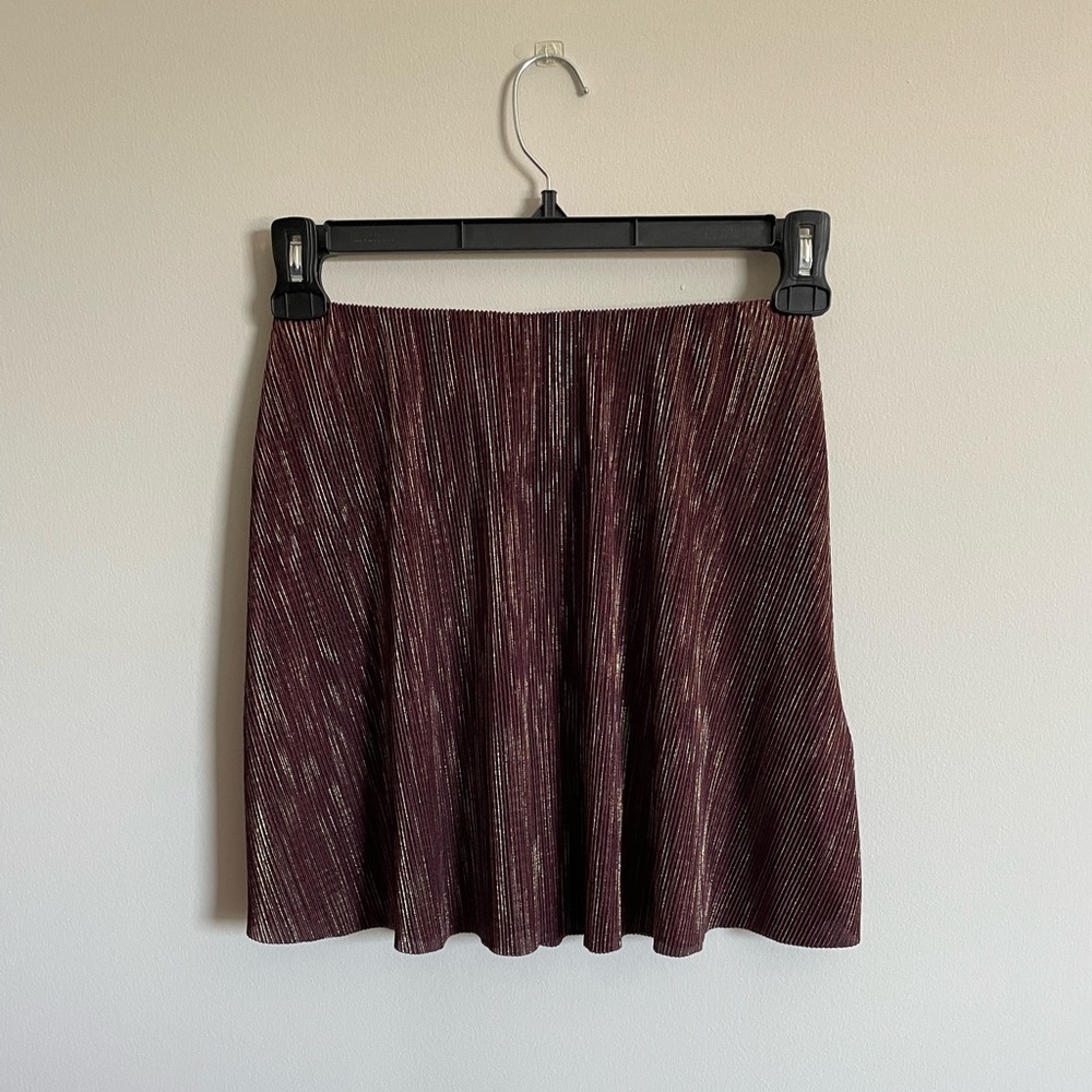 BCBGeneration Burgundy And Gold Holiday Mini Skirt